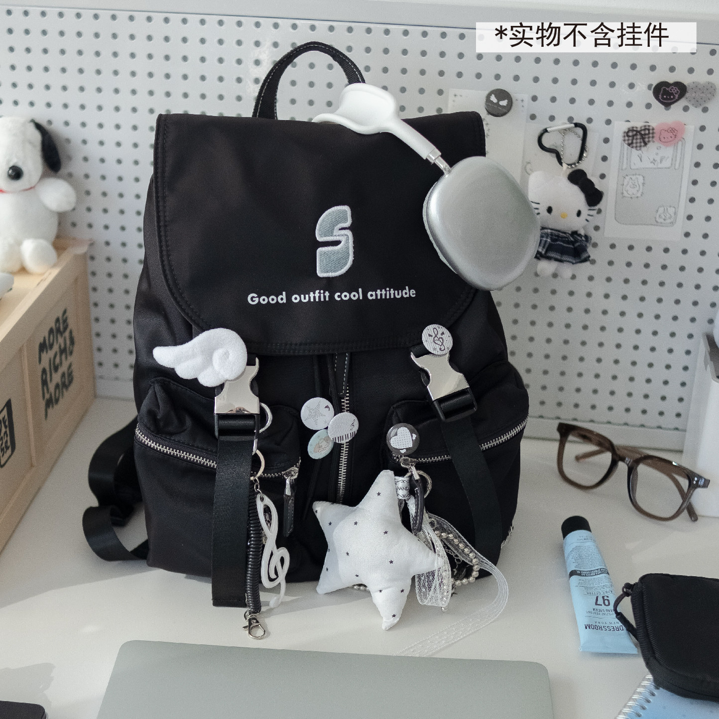 shanahs小众简约轻便书包双肩包女大学生新款通勤出游抽绳背包
