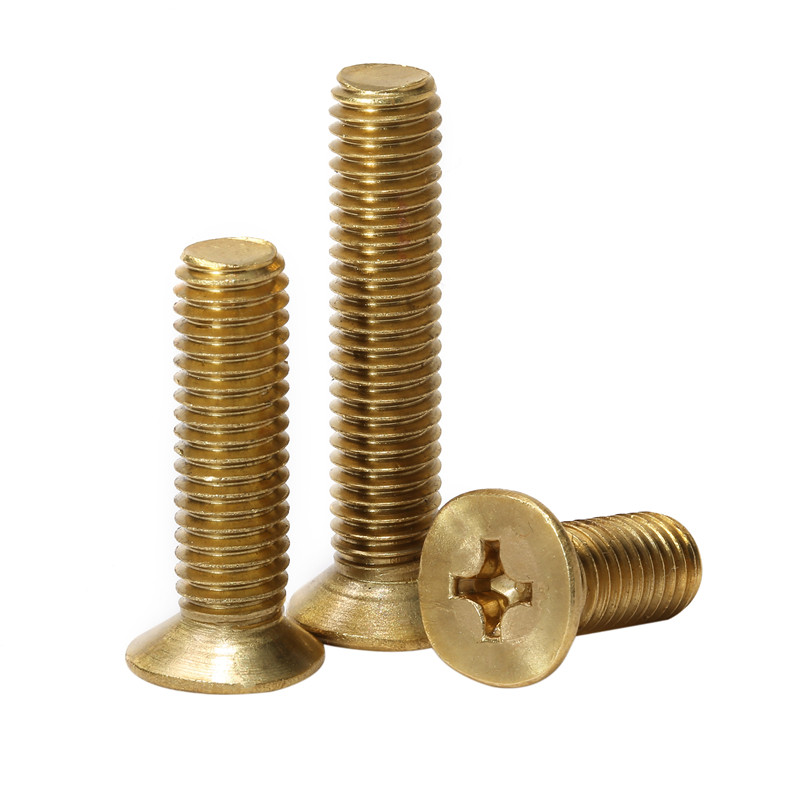 正品黄铜沉头螺钉m2m2.5m3m4m5m6m8m10m12十字铜平机铜螺丝