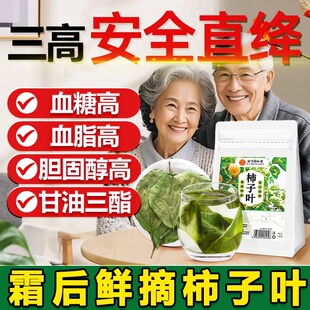 北京同仁堂柿子叶降血压霜后柿子叶老人控制三高泡水喝的功效官方正品血糖血脂非打粉柿子叶