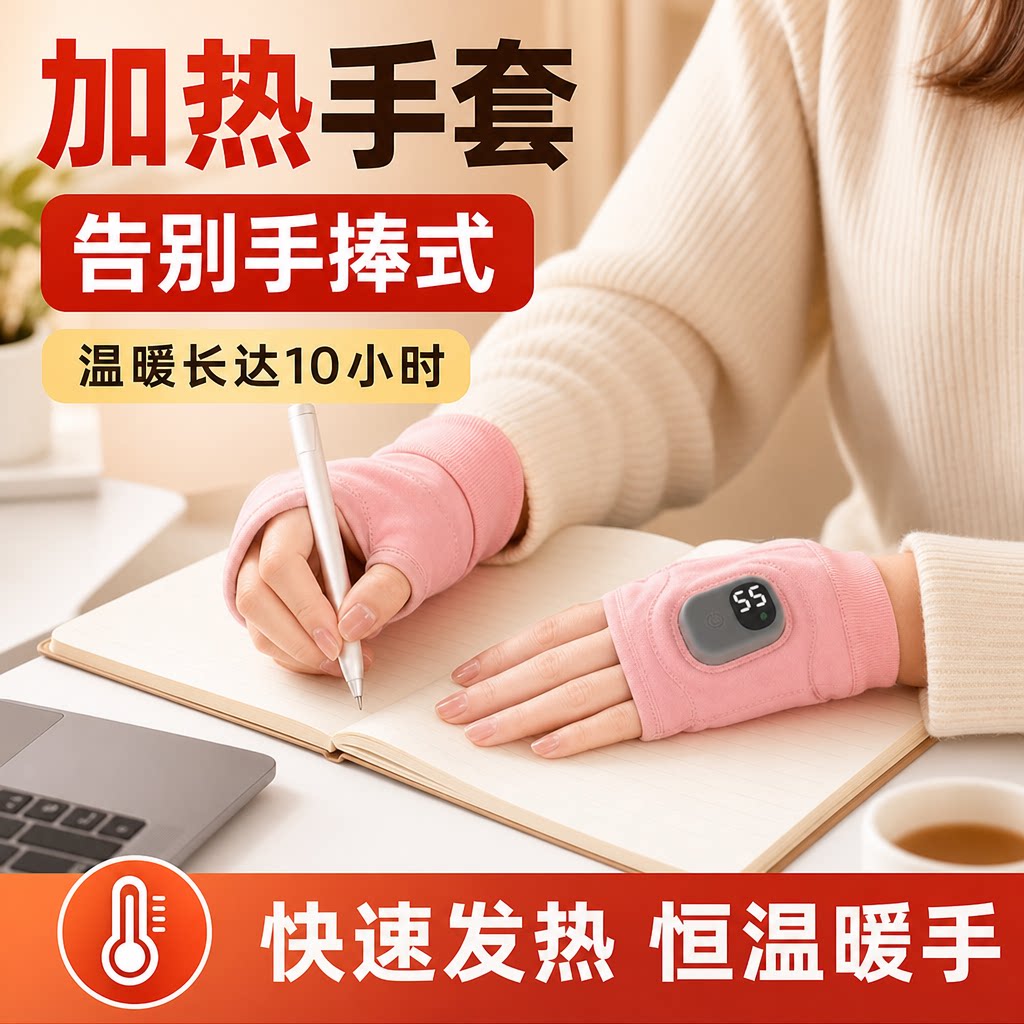 电加热手套电发热充电保暖手宝骑行男女士冬季天智能无线动摩托车