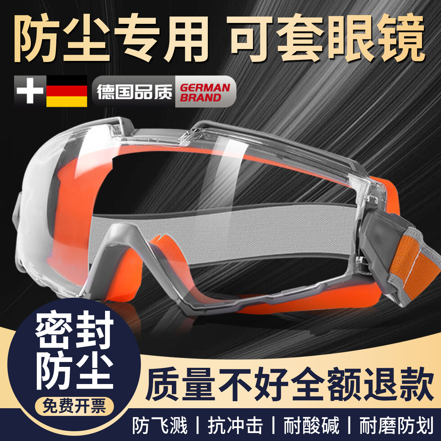 100%德国品质护目镜防灰尘不起雾