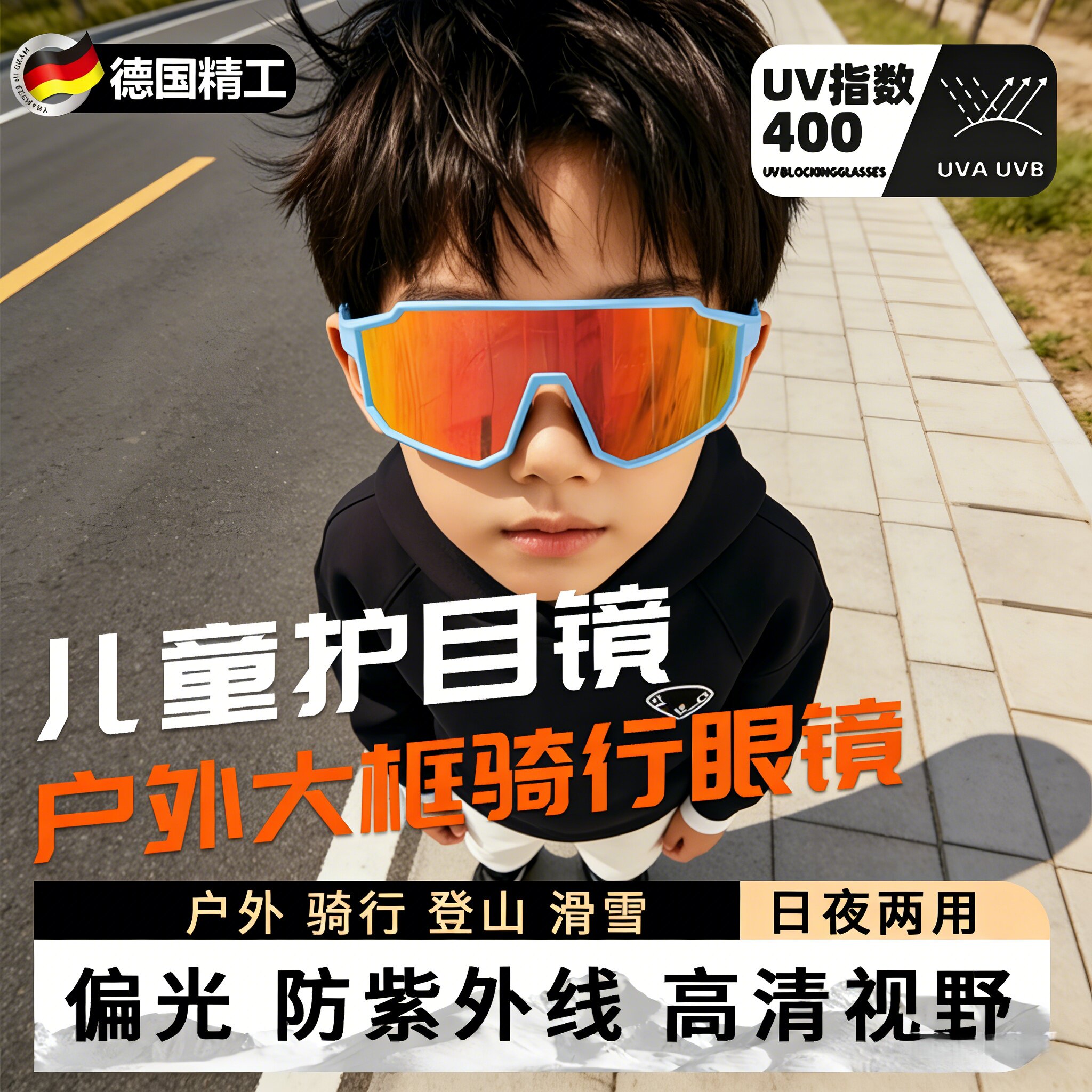 德国儿童骑行护目镜眼镜墨镜登山防风雪地户外运动防紫外线太阳镜