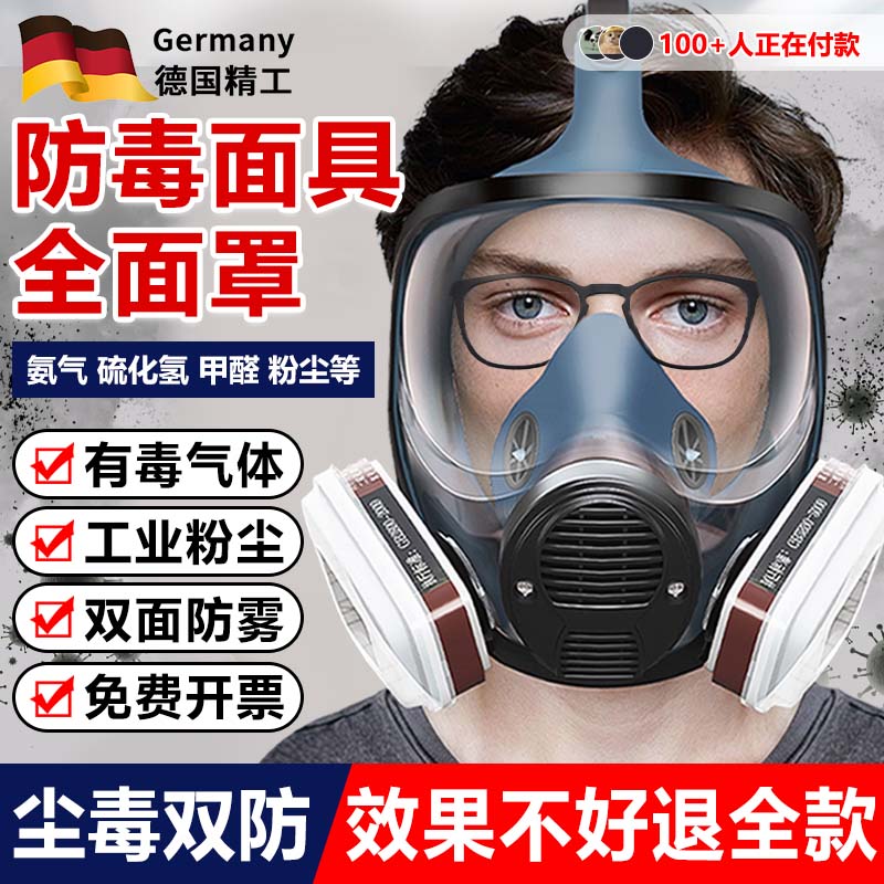 实验室防毒面具全面罩全脸防护喷漆防硫化氢化工气体装修甲醛粉尘