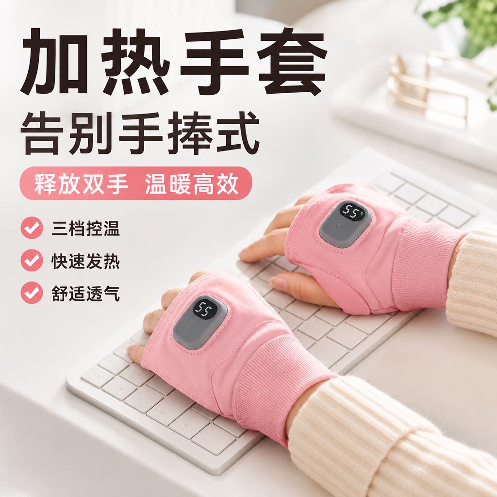 电加热手套电发热充电保暖手宝骑行男女士冬季天智能无线动摩托车