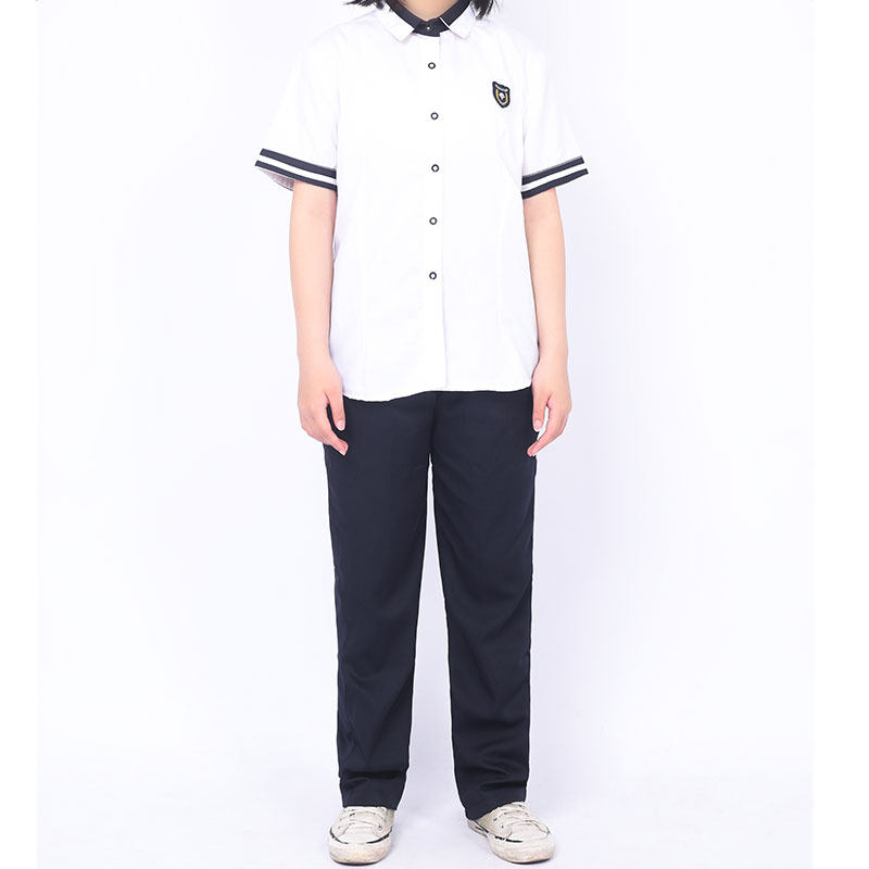 南宁市校服中学初中高中夏季短袖白色衬衫制服学生套装2021年衬衣