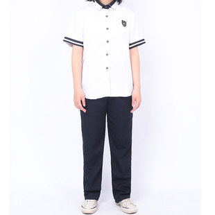 南宁市校服中学初中高中夏季短袖白色衬衫制服学生套装2021年衬衣