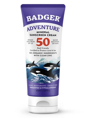 美国Badger贝吉灌我爱自然防晒隔离霜SPF50 SPF40 Sunscreen-87ML
