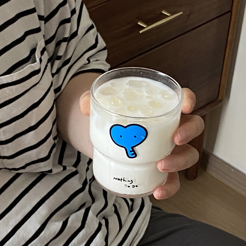 可爱日式印花文字低价耐热牛奶杯