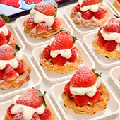 振兴草莓塔太阳花蛋挞盒子蛋糕花边可颂蛋挞包装 盒透明一次性打包