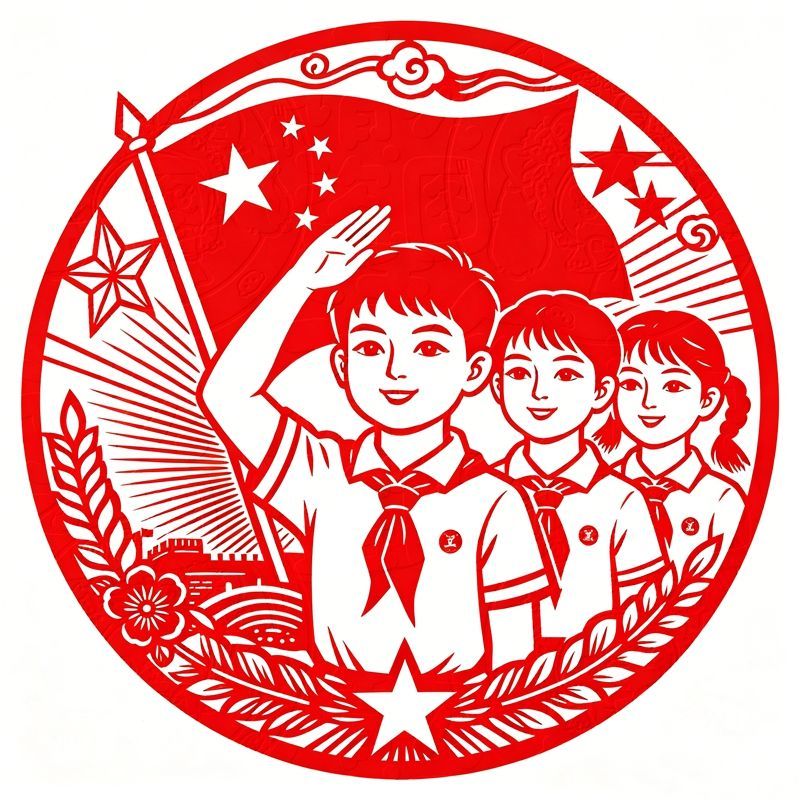 儿童爱国主题自粘防水镂空窗花贴
