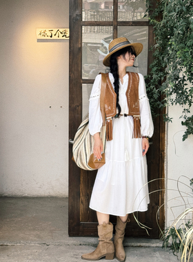 云南西藏新疆旅游拍照仙女裙法式气质高级百搭A字裙镂空连衣裙夏