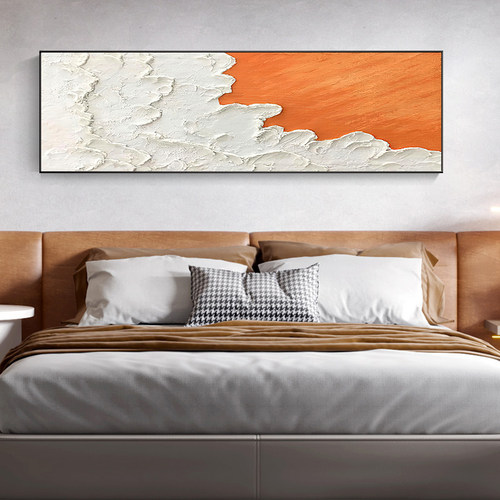 北欧奶油风侘寂风肌理画抽象现代简约海浪床头挂画装饰画