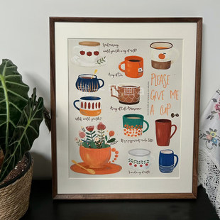 现代简约咖啡店装饰画咖啡厅奶茶店餐厅甜品店墙壁挂画吧台摆画