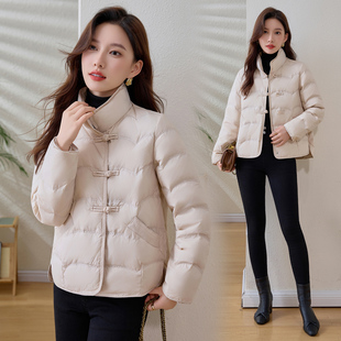 轻薄短款时尚羽绒服女2025冬季新款洋气盘扣立领显瘦气质保暖外套