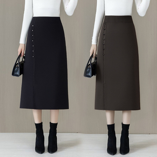 2025新款半身裙显瘦直筒裙黑色包臀裙子女春季通勤OL不规则一步裙