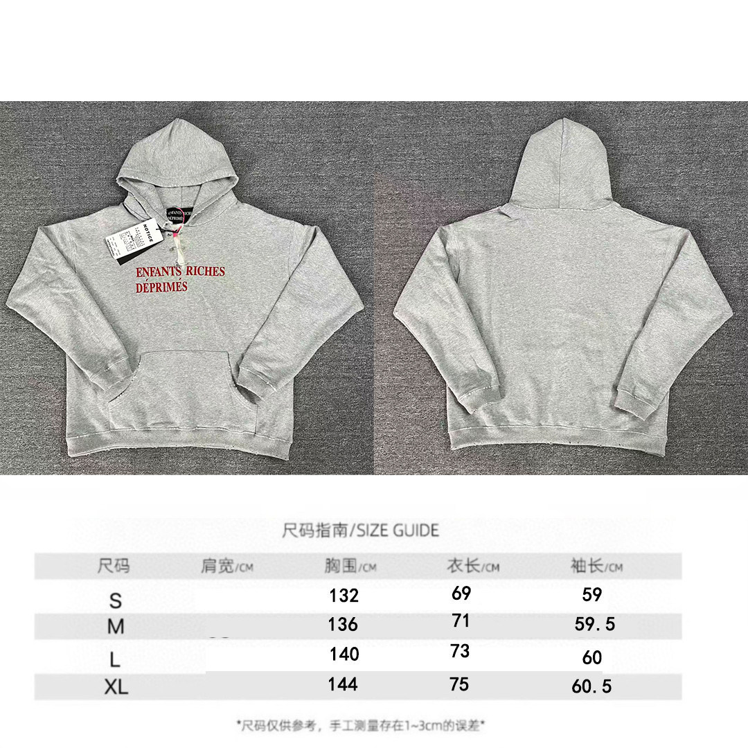 thumbnail for ERD melancholic rich second generation washed old retro ripped with fleece sweatshirt casual niche high street vintage trend