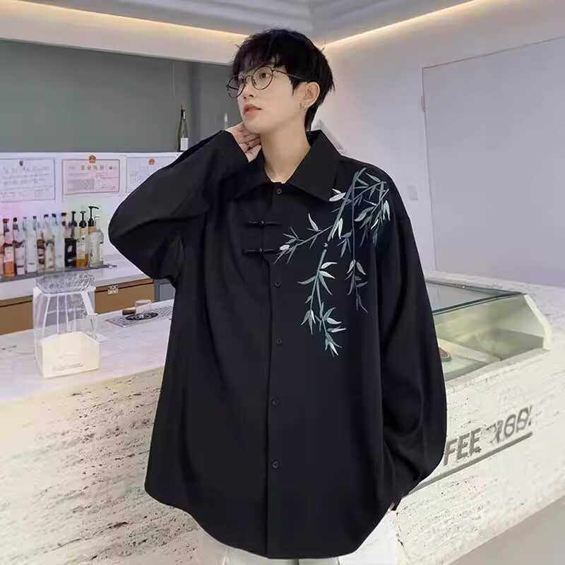 冰丝刺绣新中式汉服冰丝衬衫刺绣
