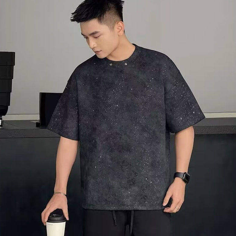 美式复古满天星索罗娜短袖男夏季