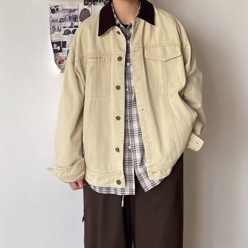 日系复古翻领底特律工装夹克外套