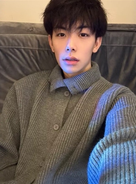 深灰色开衫外套男秋冬款高级感韩系风格穿搭针织衫少年感痞帅毛衣