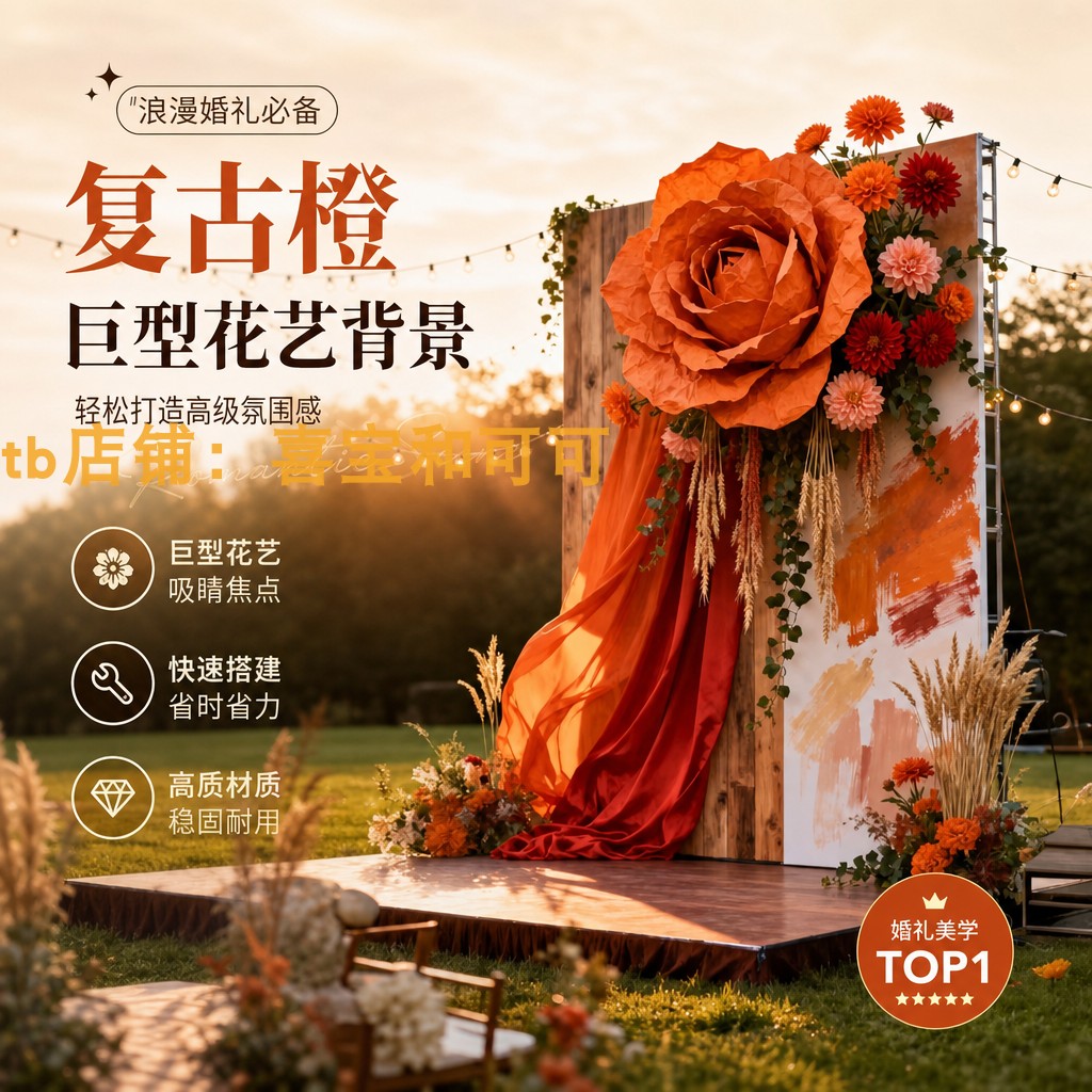 复古巨型仿真玫瑰卷轴户外景区商场网红沉浸式花艺拍照打卡氛围感