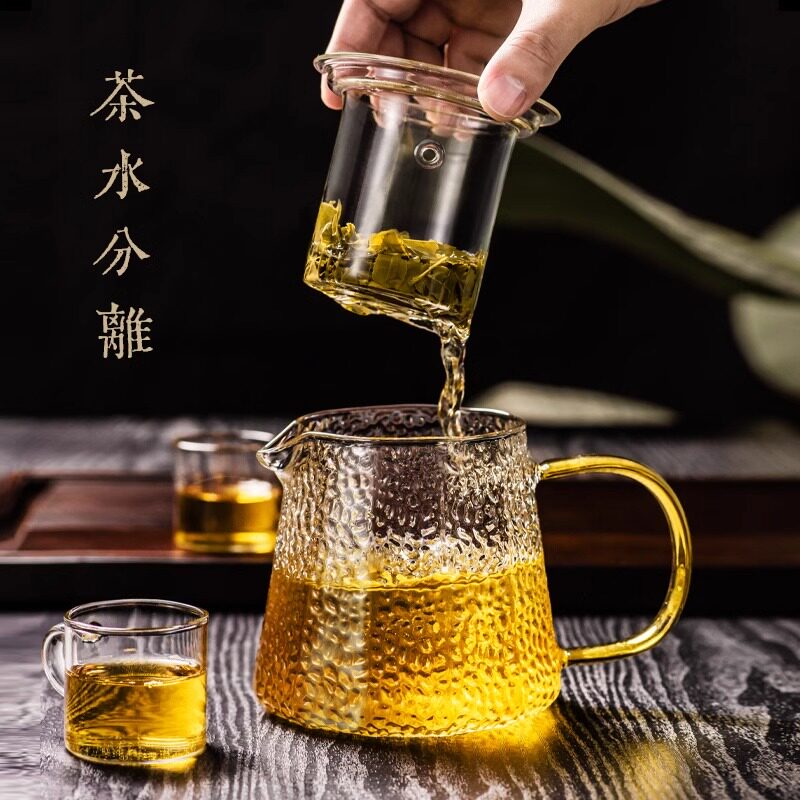 玻璃锤纹茶具套装个人家用办公
