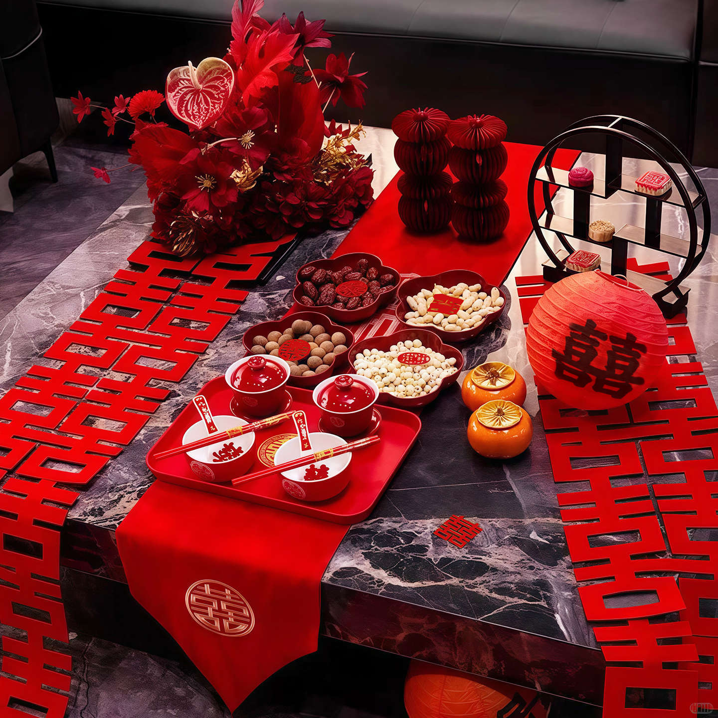 婚礼订婚宴仪式感茶几布置品摆台