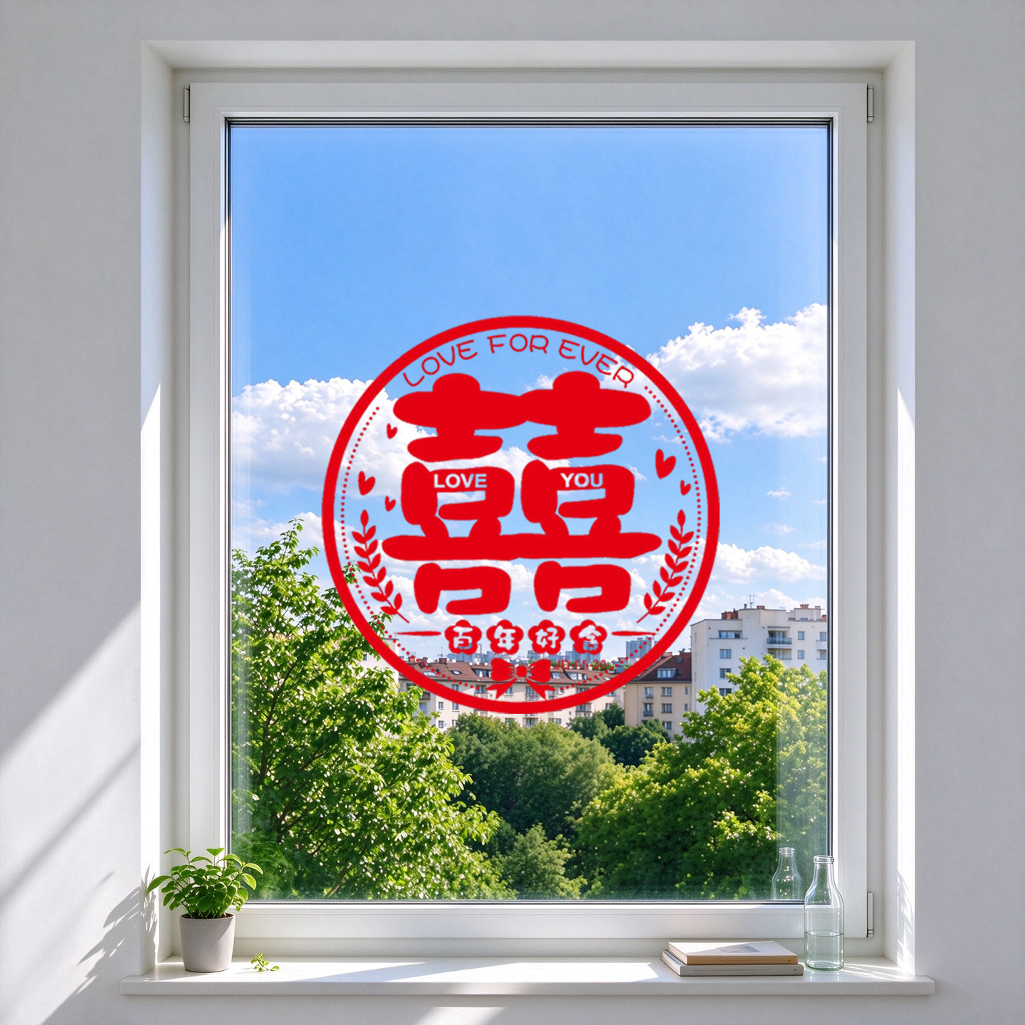 婚房植绒静电喜字贴精选