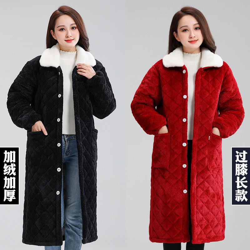 冬季新款加厚加绒保暖罩衣加长款工作服男女围裙棉衣外套护衣大褂