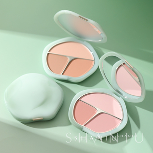 TIMAGEE彩棠三色腮红盘膨胀色收缩色胭脂盘02三合一提亮高光修容