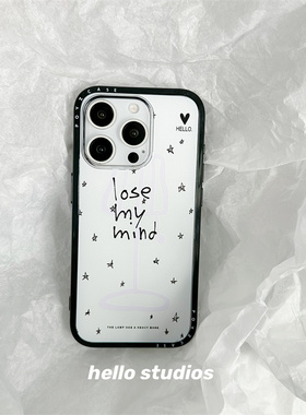 hello studios韩系ins风蓝色台灯手机壳适用13苹果16promax新款iPhone15PRO全包15保护套14pro黑边壳