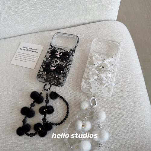 小众立体蝴蝶结蕾丝双层手机壳