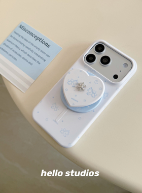 hello studios简约蓝色线条小马磁吸支架手机壳适用苹果17promax新款iPhone16PRo/14pro壳15/17pro