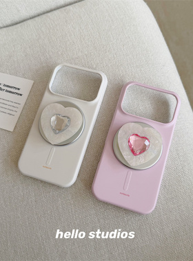 hello studios高级爱心宝石支架手机壳适用苹果17promax新款iPhone16PRo/14pro壳15/17pro
