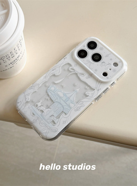 hello studios卡通蝴蝶结旋转木马手机壳适用苹果17promax新款iPhone16PRo/14pro壳15/17pro