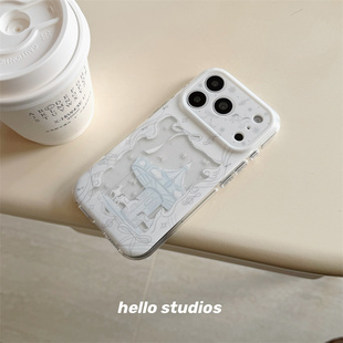 14pro壳15 iPhone16PRo 17pro studios卡通蝴蝶结旋转木马手机壳适用苹果17promax新款 hello