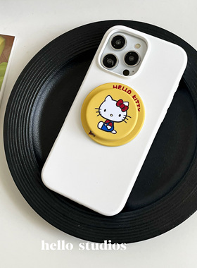 hello studios可爱卡通kitty液态硅胶磁吸支架手机壳适用13苹果17promax新款iPhone15PRO全包15保护套14pro