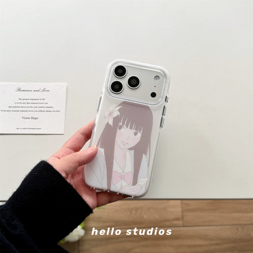 软萌ins磨砂动漫少女双层手机壳
