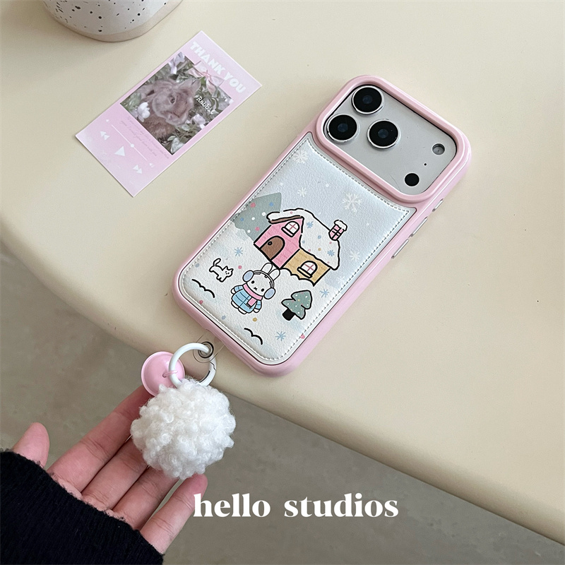 冬日下雪米菲毛绒挂绳手机壳