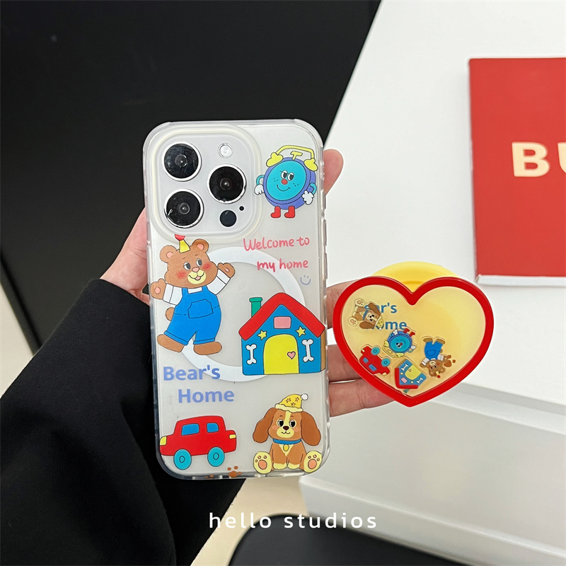 磁吸小熊摇摇乐支架手机壳