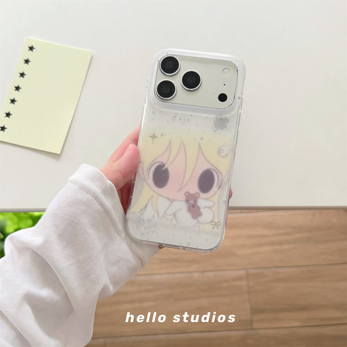 卡通ins星星黄发女孩双层手机壳