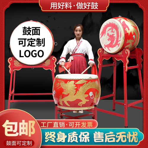 中国红演出跳舞实木威风寺庙大鼓
