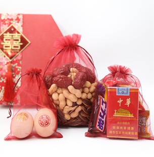 大红色喜糖袋结婚伴手礼袋婚庆酒席礼品袋花生瓜子喜蛋回礼袋纱袋