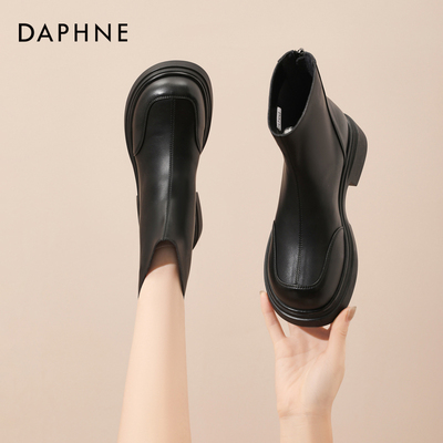 达芙妮2025冬季新款黑色切尔西靴