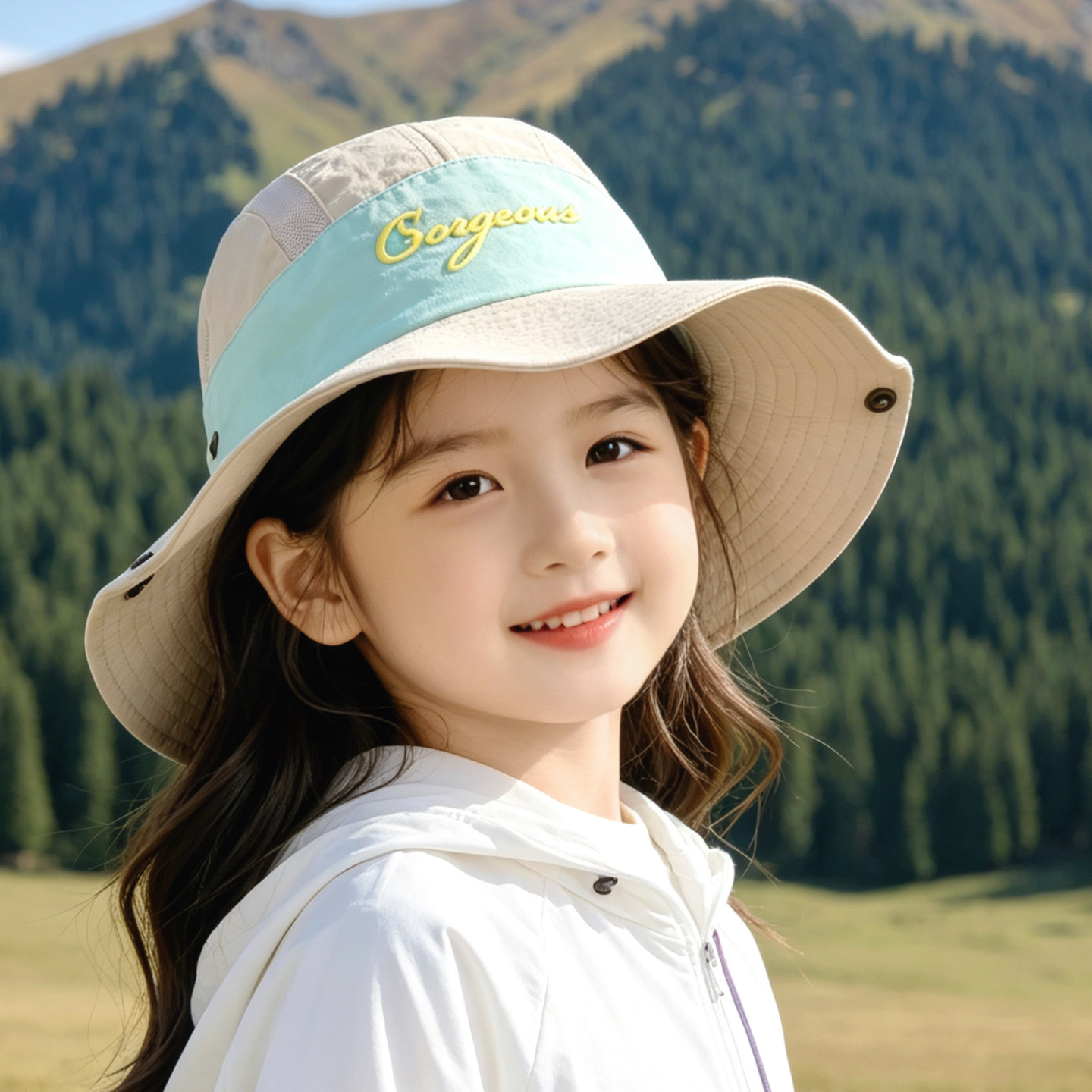 儿童防晒帽夏季女孩大帽檐渔夫帽速干薄款户外女童遮阳帽透气洋气