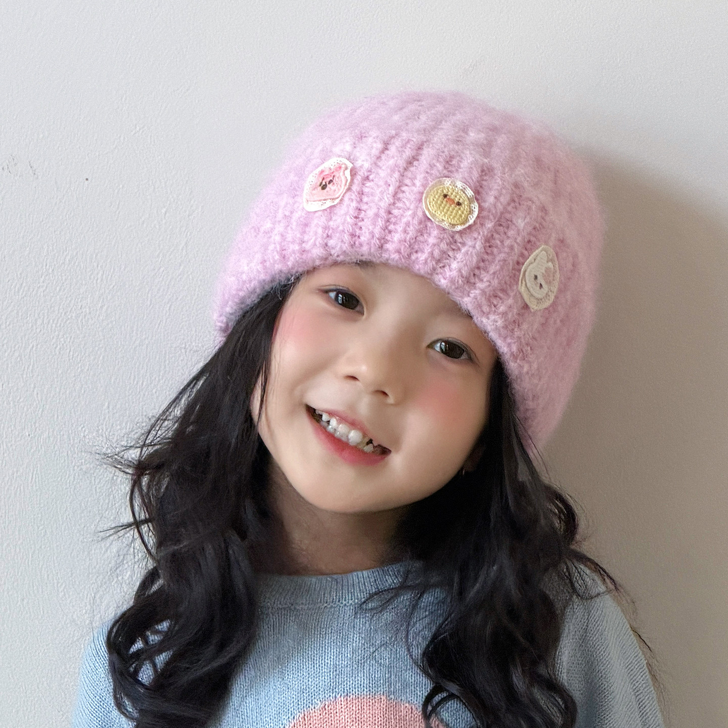 儿童帽子女孩冬季毛线帽保暖护耳