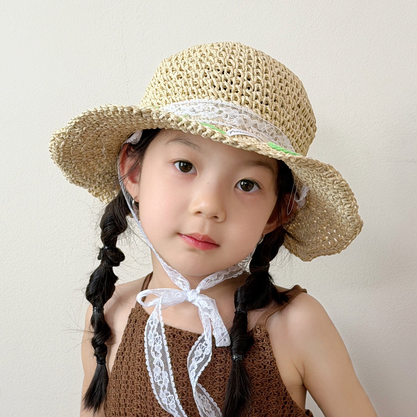 儿童遮阳帽夏季大帽檐女童草帽