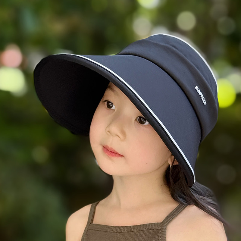 儿童空顶防晒帽子2025新款女孩遮阳帽大帽檐女童太阳帽防紫外线
