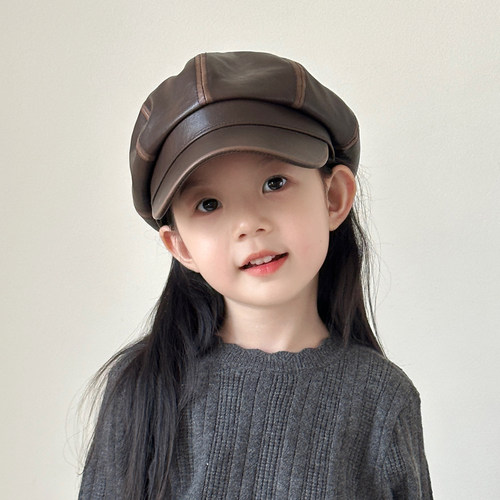 女童帽子秋冬季复古英伦风贝雷帽