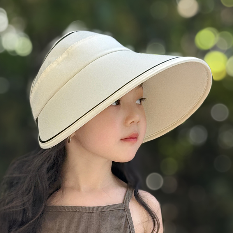 儿童空顶防晒帽子夏季女孩大帽檐遮脸女童户外防紫外线太阳帽遮阳